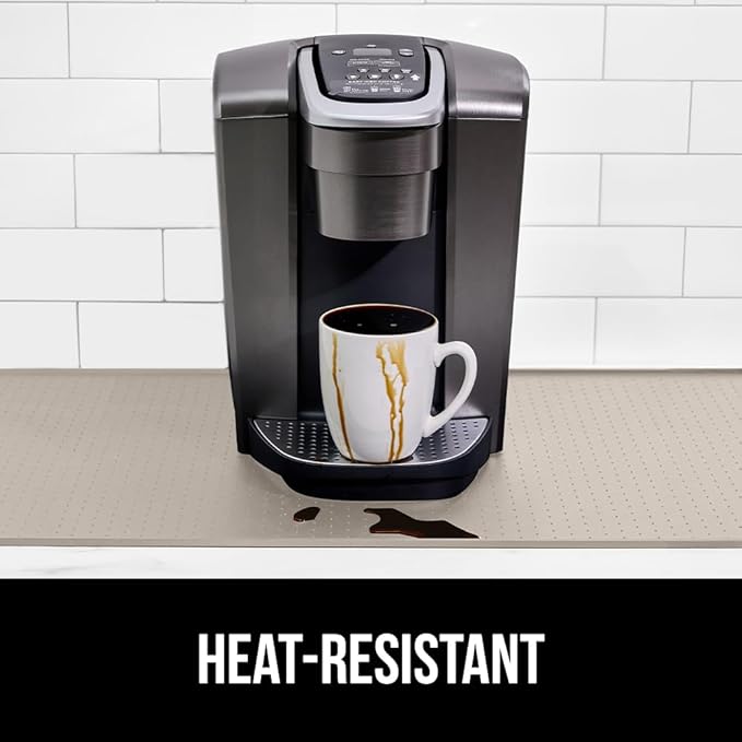 GORILLA GRIP Silicone Coffee Mat, 15x23, Espresso Machine Bar Accessories, Keep Kitchen Counters Clean, Stays in Place, Waterproof and Heat Resistant Dish Drying Mats, Home Decor Essentials, Almond