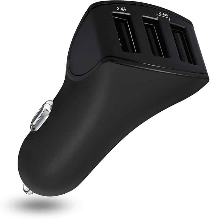 USB Car Charger, 24W 3 Ports Fast Car Charger Adapter, Compatible w/iPhone 15/14/13/12/11, Samsung Galaxy S24 Ultra/S23, Cigarette Lighter USB Chargers, Not Compatible w/Quick Charge