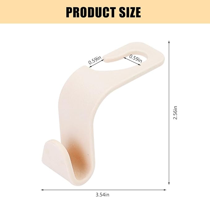 HZEL Car Seat Headrest Hook, 4PCS Vehicle Back Seat Hanger Hook for Purse Coat Umbrella, Multifunctional Auto Interior Storage Organizer Accessories, Universal for SUV RV Truck (Beige)