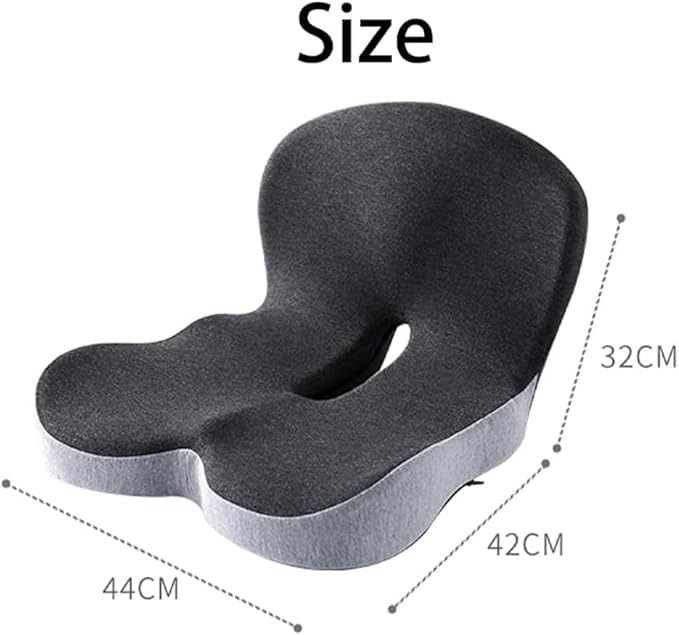 L-Shaped Memory Foam Seat Cushion with Lumbar Support-Ergonomic Car & Office Chair Cushion for Sciatica, Coccyx & Back Pain Relief Supports Hips & Back for Drivers & Long Sitting (Black Grey)