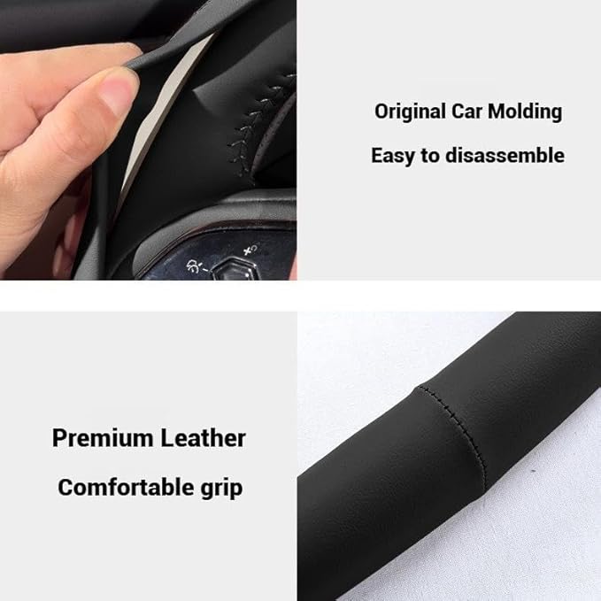 Leather Steering Wheel Cover 15 Inches Car Steering Wheel Cover Stretchy Easy Installation Durable Breathable Non-Slip for Honda Civic Accord Fit CRV HRV Pilot Odyssey Accessories -Brown