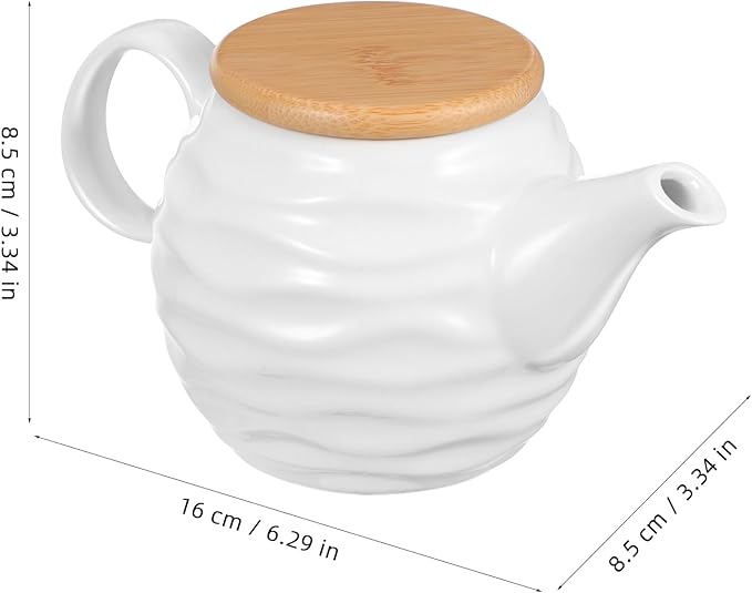 Luxshiny Milk Creamer Jug: 10.5oz Ceramic Sauce Dispenser, White Water Ripple Coffee Creamer Pitcher with Handle and Lid