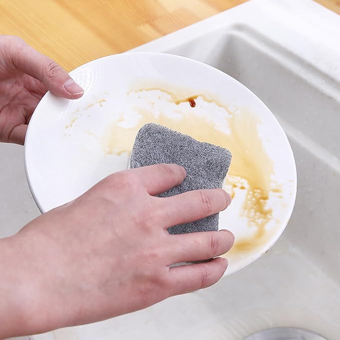 lasenersm 10 Pieces Dishwashing Sponge Kitchen Dishwashing Sponge Non Scratch Scouring Pad Non-Scratch Scouring Pad Non Scratch Sponge Double-Sided Cleaning Sponge Non-Scratch Scrub Sponge, Grey