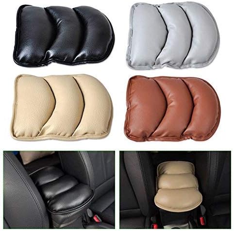 Soft PU Leather Car Armrest Pads Univeral Vehicle Auto Center Consoles Armrest Padding Protective Case Pillow Pad Cover Cushion Armrest Pillow (Gray)