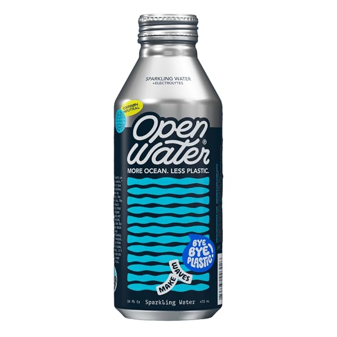 Open Water Sparkling 16oz bottles (3 cases, 36 bottles) - Sustainable Aluminum Bottled Sparkling Water With Electrolytes - 7.0 pH Balanced BPA-Free Ultra-Purified Water