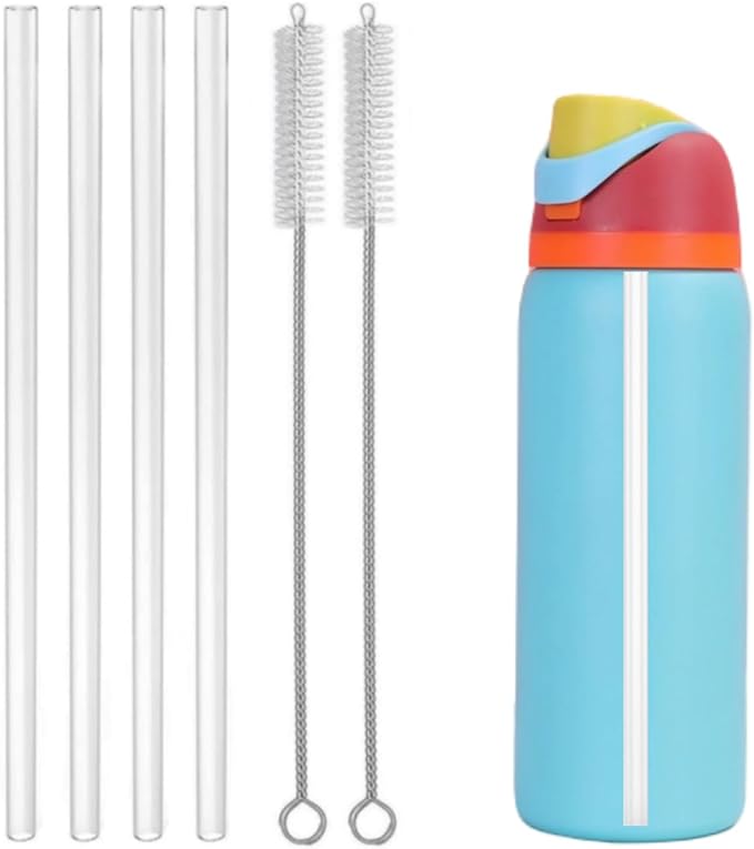 4Pcs Replacement Straw Fit for Owala 24oz 32oz,Reusable Drinking Straws with Cleaner Brush Compatible with 24oz FreeSip Water Bottle, Cup Accessories Fit for Owala 32oz Water Bottle