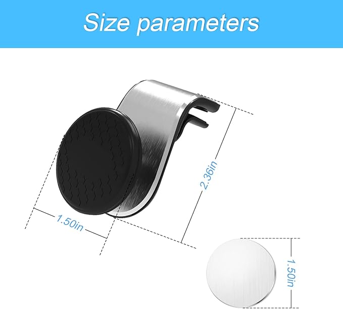 Magnetic Phone Mount for Car, 360°Adjustable Universal Cell Phone Holder for Car Air Vent Mount Fits 3-7 inch Mobile Phone and More Devices (Silver)
