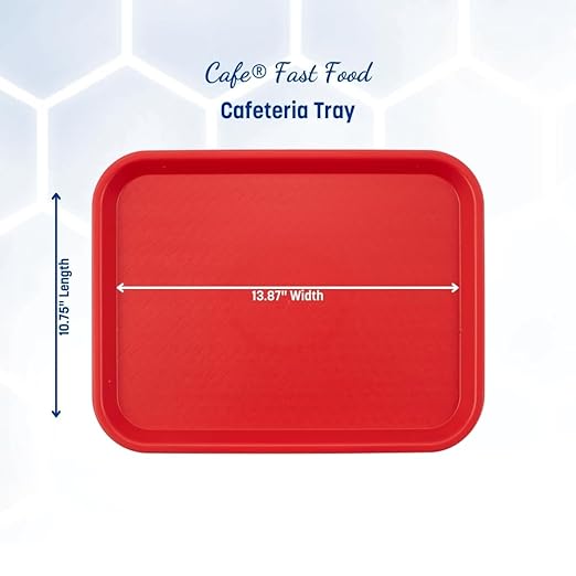 Carlisle FoodService Products Café Standard Cafeteria / Fast Food Tray, 10" x 14", Red