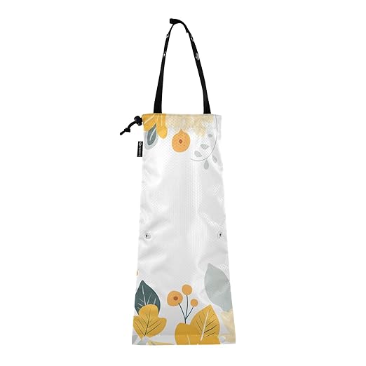 ALAZA Hanging Car Trash Bags Garbage Bag Trash Can for Back Seat Small Yellow Flowers Washable Storage Bag Retractable 2 Pack