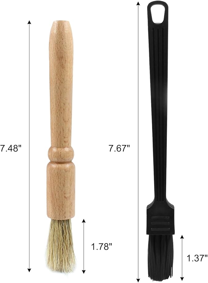 2 Pack Coffee Grinder Cleaning Brush Bean Grain Coffee Grounds Tool Wood Handle Espresso Brush and Nylon Espresso Machine Brush Coffee Bar Brush