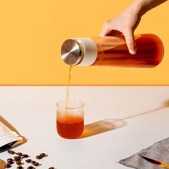 Iced Drip Coffee Maker Airtight Cold Brew Iced Coffee Maker,Cone Borosilicate Glass Tea Maker,400Ml Fruit Teapot with Pp Material 300 Mesh Filter Reusable,