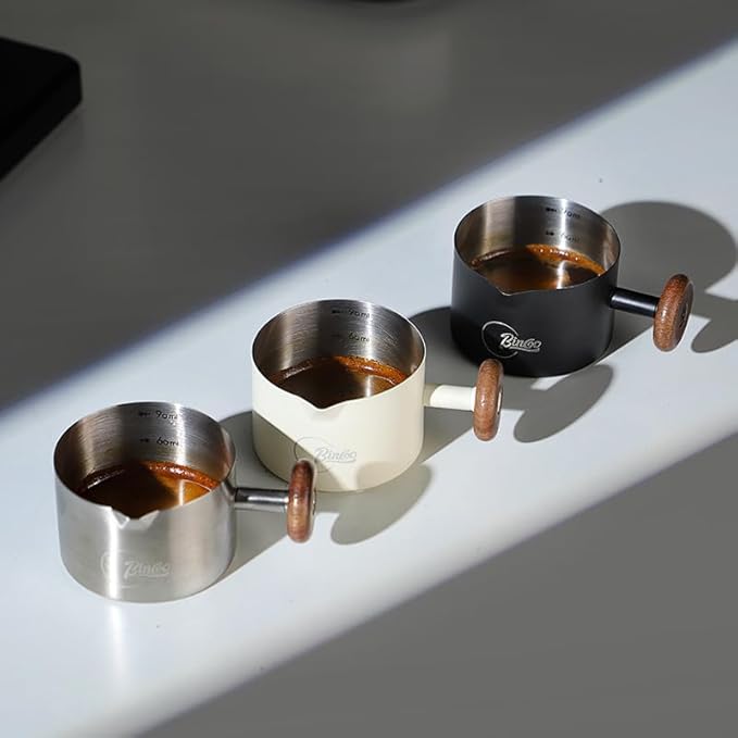 Bincoo Espresso Measuring Cup - Stainless Steel Coffee Dosing Cup 90ml/3oz with Handle & Scale,Perfect for Espresso Extraction & Coffee Beans, Barista Accessories for Coffee Lovers