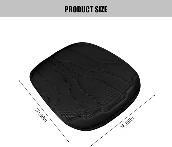 Car Seat Cushion Pad, Comfortable Foam Non-Slip Vehicle Front Seat Bottom Protector for Back Pain Relief, Breathable Automotive Chair Covers, Universal for SUV RV Truck (Black)