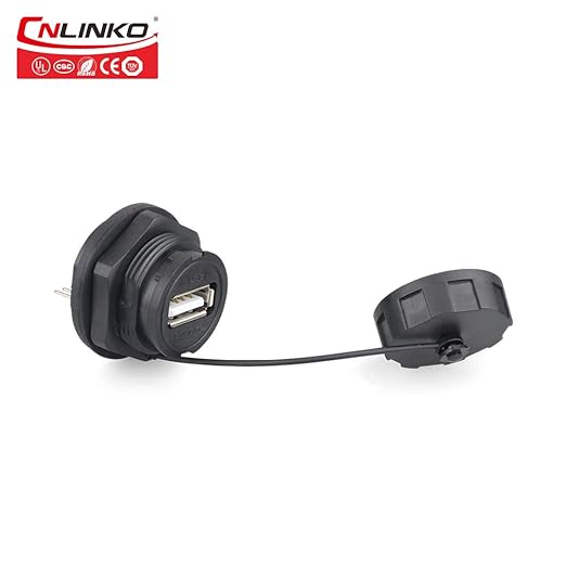 CNLINKO YU Series USB2.0 Panel Mount Socket IP67 Waterproof USB Socket Female Panel Mount Socket
