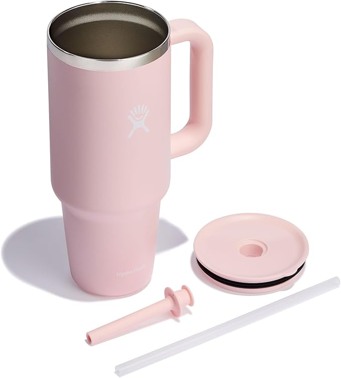 Hydro Flask Travel Tumbler with Handle, Lid and Straw - Insulated Stainless Steel in 40 Oz Trillium