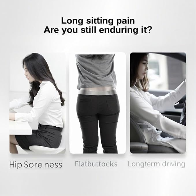 L-Shaped Memory Foam Seat Cushion with Lumbar Support-Ergonomic Car & Office Chair Cushion for Sciatica, Coccyx & Back Pain Relief Supports Hips & Back for Drivers & Long Sitting (Blue Gray)