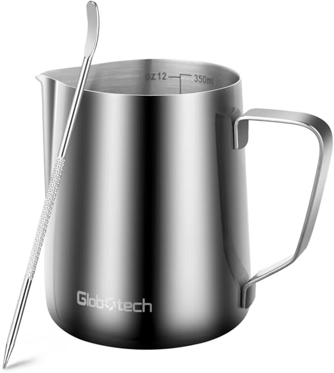 Stainless Steel Milk Frothing Pitcher 12 Oz, 350ml Latte Art Cup Espresso Machine Accessories, Steaming Jug for Cappuccino Coffee Milk Hot Chocolate Cups