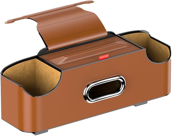 Car Backseat Organizer 3-in-1 Multifunctional Car Back Seat Storage Box with Drink Cup Holder Tissue Box Trash Bin & Hooks, Back Seat Car Organizer for Hold Phones,Drinks, and Handbags (Orange)