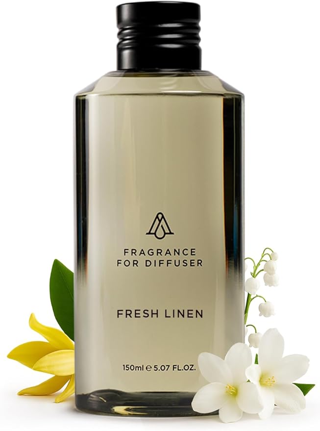 AromaPlan Hotel,Home Luxury Scents,Fresh Linen 5.07 Fl Oz (150ml) | Fragrance for Cold Air & Waterless Diffuser Oil | Home Luxury & Hotel Scent for Aromatherapy-USA Made,Bigger Bottle & Longer Lasting