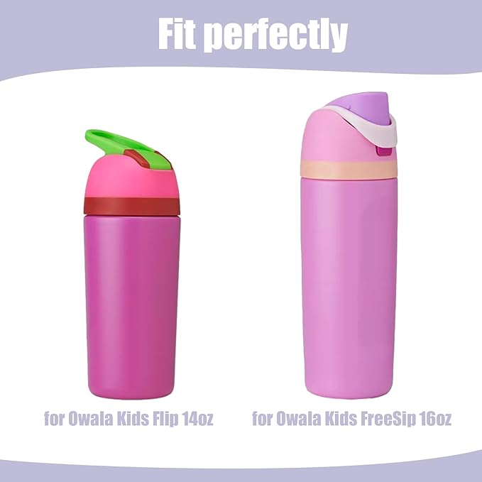 Mity rain 2PCS Protective Boot Compatible with Owala Kids Water Bottle 16 oz &14 oz, Silicone Boot Accessories for Owala Kids FreeSip 16oz & Flip 14oz (Lavender)