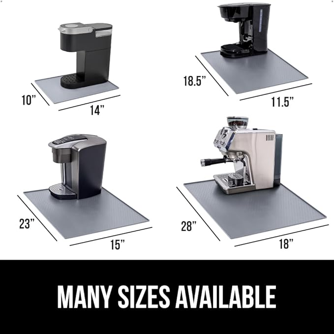 GORILLA GRIP Silicone Coffee Mat, Espresso Machine Bar Accessories, Keep Kitchen Counters Clean, Stays in Place, Waterproof and Heat Resistant Dish Drying Mats, Home Decor Essentials, 10x14, Gray