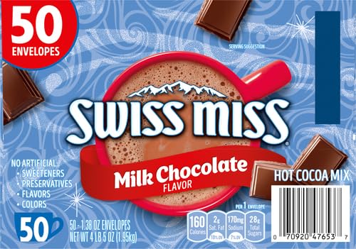 Swiss Miss Milk Chocolate Flavor Hot Cocoa Mix,1.38 oz. 50-Count,(Pack of 2)