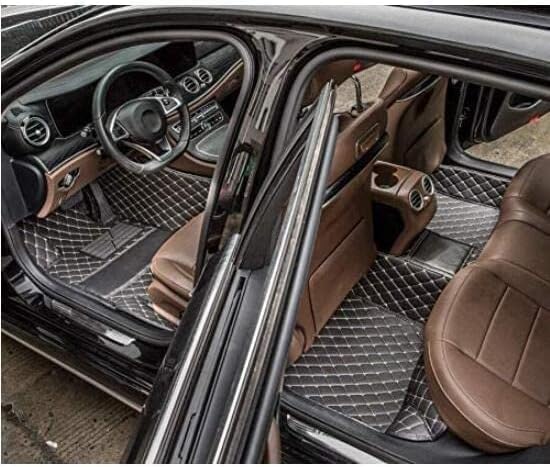 Custom Car Floor Mat Compatible with 97% Car Models Luxury Leather All Weather Waterproof Anti-Skid Full Coverage Car Mats (Orange)