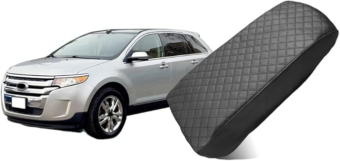 Center Console Cover Compatible with Ford Edge 2011-2014 Leather Armrest Box Cushion Cover Middle Console Pad