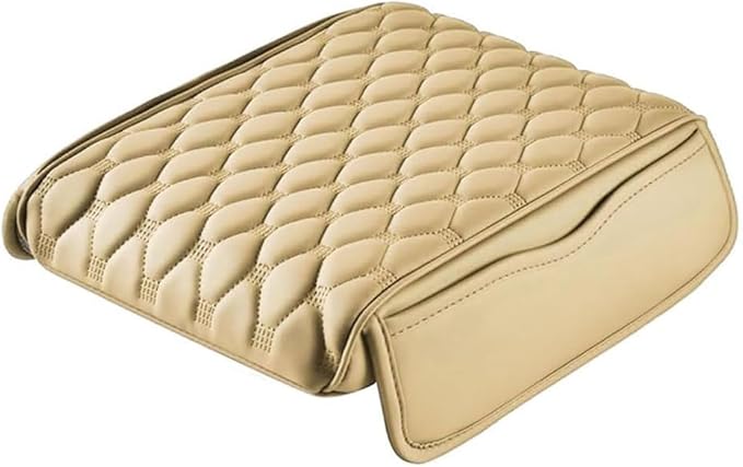Car Center Console Cover for Genesis G80 II 2020 2021 2022 2023 2024 2025,Leather Armrest Lid Cushion Protector Multifunctional Armrest Pad Interior Accessories,Beige