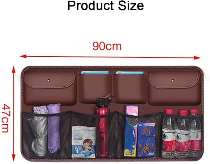 Trunk Organizer for Volvo XC90 XC70 XC60 XC40 V90 V70 V60 V40, Vehicle Hanging Back Seat Boot Bag Car Leather Cargo Storage Bags Waterproof Multifunction Accessories,B/Coffee