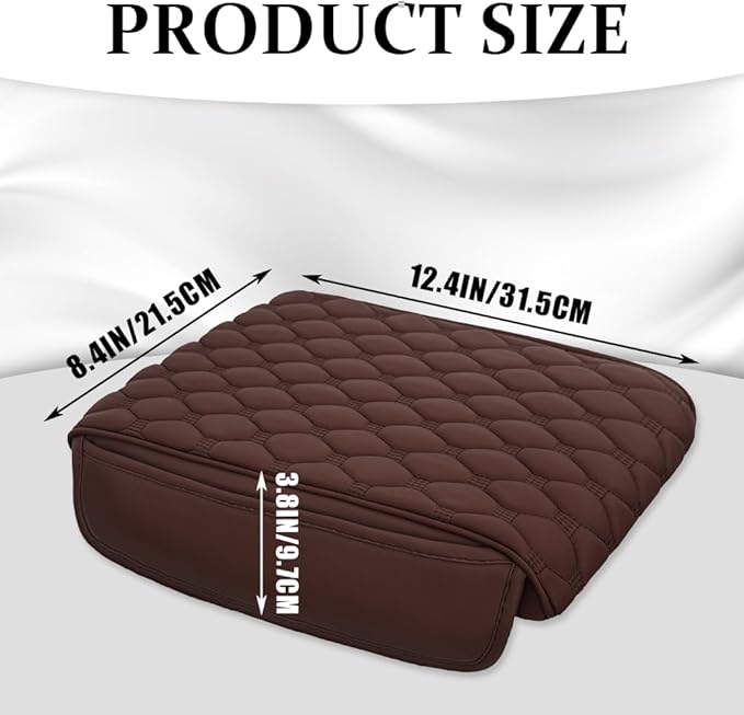 Upgraded Car Center Console Cover, Armrest Cover for Car, Waterproof Leather Auto Armrest Cover Protector with 2 Pocket, Comfortable Arm Rest Box Cushion Pad for Vehicles, Trucks (Coffee)