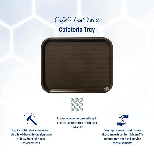 Carlisle FoodService Products CT101469 Cafe Standard Plastic Cafeteria/Fast Food Tray, NSF Certified, BPA Free, 14" Length x 10" Width, Chocolate (Pack of 24)