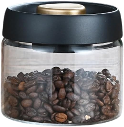 Sealed Glass Coffee Storage Canister Press Vacuum Seal Container for Bean Seasonings Dry Food Vacuum Press Coffee Container with Silicone Seal