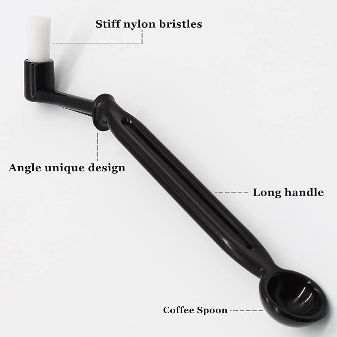 Coffee Grinder Cleaning Brush, Espresso Machine Brush Kit Wood Handle & Natural Bristles Wood Dusting Espresso Brush Set with Spoon for Bean Grain Coffee Tool (Pack of 4)