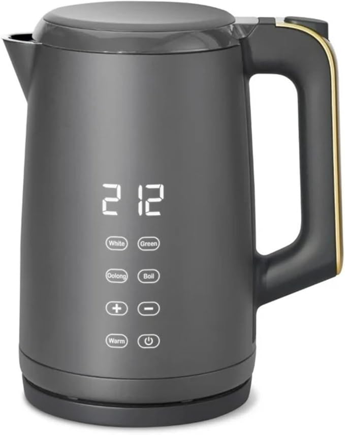 Electric Gooseneck Kettle 1 Liter 1200W, Stainless Steel, Pour Over Coffee Tea, Auto Shut-Off, 360° Cordless Power Base (Oyster Grey 1.7L)