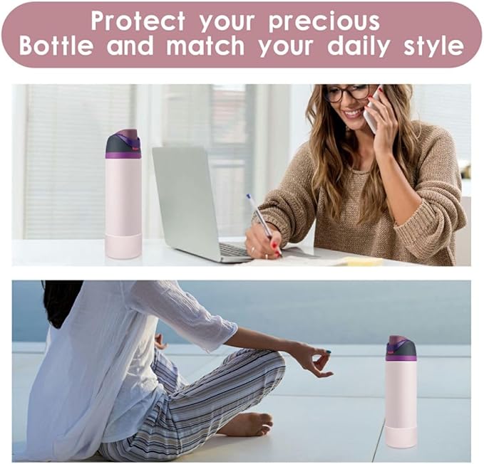 2PCS Silicone Water Bottle Boot, Compatible with Owala 24oz 32oz 40oz, Protective Anti-Scratch & Anti-Dent No Noise Sleeve Cover for FreeSip/Twist/Flip Water Bottles (Dreamy Field, 40oz)