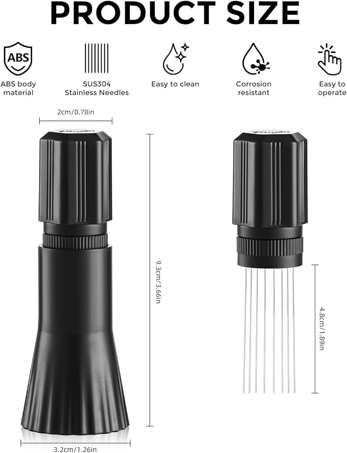Bincoo Espresso Stirrer-Coffee Distribution Tool with 8 SUS304 Needles,Adjustable Needle WDT Tool with ABS Body,Espresso Distribution Tool (Black)