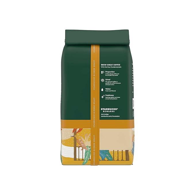 Starbucks Ground Coffee, Blonde Roast Hot or Iced Coffee, Veranda Blend, Six 18 oz Bags