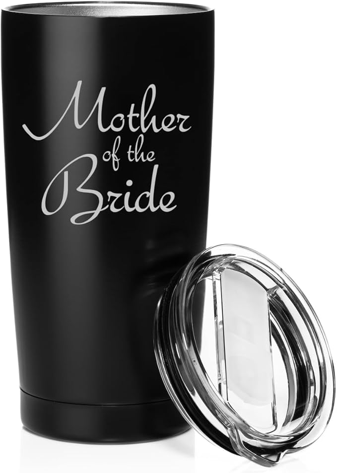 Smooth Body Tumbler Stainless Steel Vacuum Insulated Travel Mug Cup Gift Mother Of The Bride (Black, 20 oz)