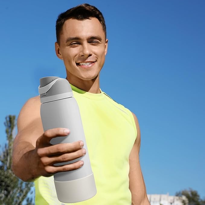 2PCS Silicone Water Bottle Boot, Compatible with Owala 24oz 32oz 40oz, Protective Anti-Scratch & Anti-Dent No Noise Sleeve Cover for FreeSip/Twist/Flip Water Bottles (Fog, 24oz)