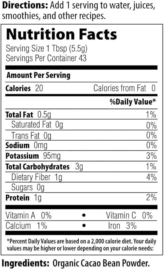 MRM Nutrition Organic Fermented Cacao Powder - Premium Superfood Powder from Peruvian Cacao Beans, Antioxidant Rich, Flavonoids, Unsweetened, Vegan, Gluten Free, non-GMO - 43 Servings