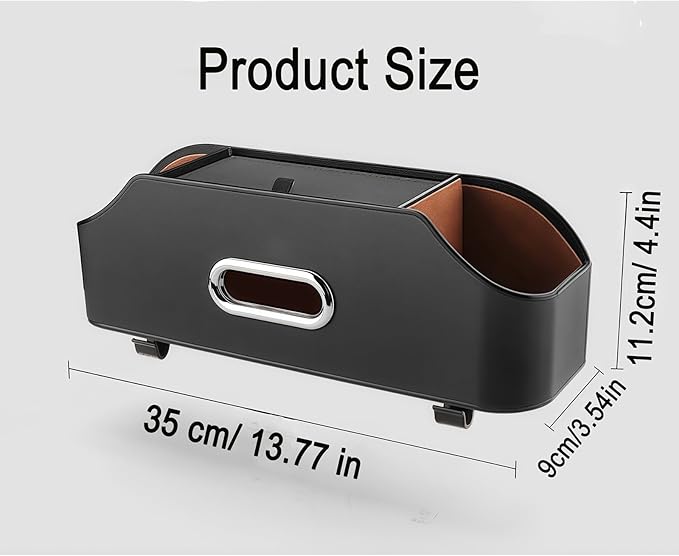 3-in-1 Car Backseat Organizer, Multifunctional Car Seat Back Storage Box, Car Organizers and Storage, For Hold Drinks, Handbag, Keep Your Ride Clean & Organized (Hook Installation, Black)