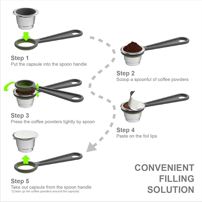 10pcs Reusable Capsules for Nespresso OriginalLine - Refillable Coffee Pods Stainless Steel Cups Compatible for Nespresso OriginalLine Machine (10pods+300Lids)