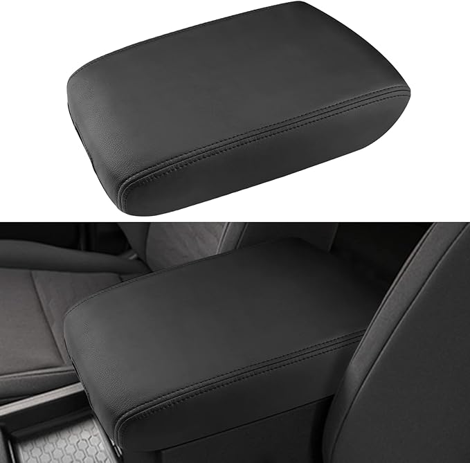 INTGET Center Console Cover for 2022-2025 2026 Nissan Frontier Accessories Leather Middle Armrest Lid Protector Replacement (Black Leather)