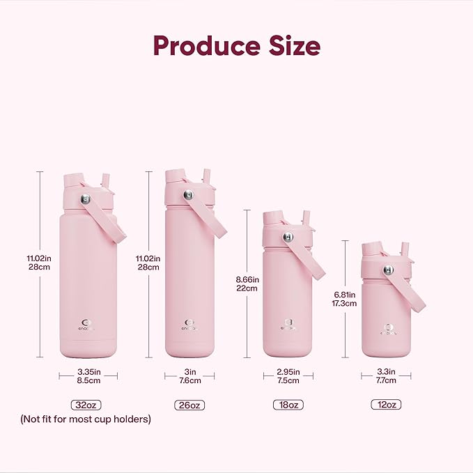 ENCOOL Insulated Water Bottle with Straw Stainless Steel Water Bottle, Leak-Proof, BPA-Free, Double Wall Vacuum Keeps Cold for 24 Hours for Sports, Travel, School (32 oz, Cotton Candy)