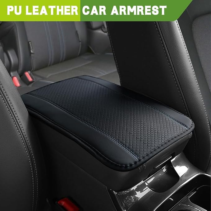 Car Center Console Armrest Pad, 12.6X 7.2 Inch PU Leather Waterproof Auto Armrest Seat Box Cover Protector, Car Center Console Cover, Universal Car Interior Accessories for Cars, Trucks, SUVs
