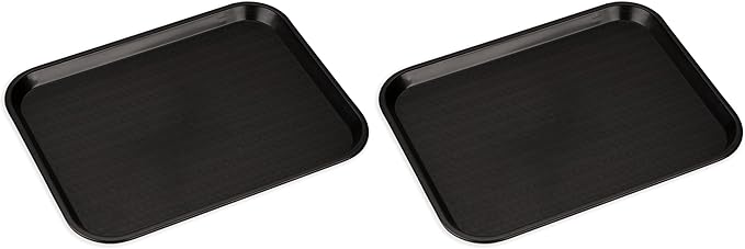 Carlisle FoodService Products Cafe Plastic Fast Food Tray, 14" x 18", Black (Pack of 2)