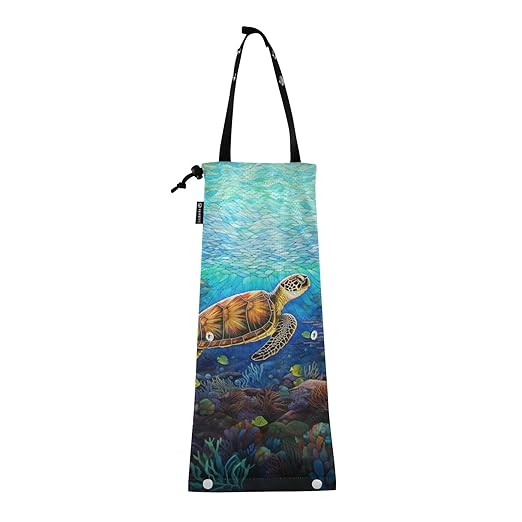 ALAZA Hanging Car Trash Bags Garbage Bag Trash Can for Back Seat Small Sea Turtle 1 Washable Storage Bag Retractable 2 Pack