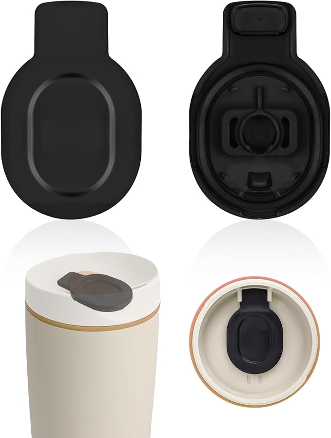 2pcs Slider Replacement Stopper for Owala SmoothSip Slider 12oz 20oz 24oz, Silicone Seal Plug Compatible with Owala Coffee Insulated Cup Mouth Stopper Top Lid Gasket Plug Accessories BPA-Free (Black)