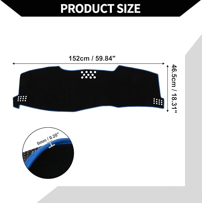 Dash Cover for Toyota Avalon Limited/XL/XLS 2005-2010 / Center Console Dashboard Cover/Non-Slip Polyester Silicone 59.84"x18.31" / 1Pcs Black Blue